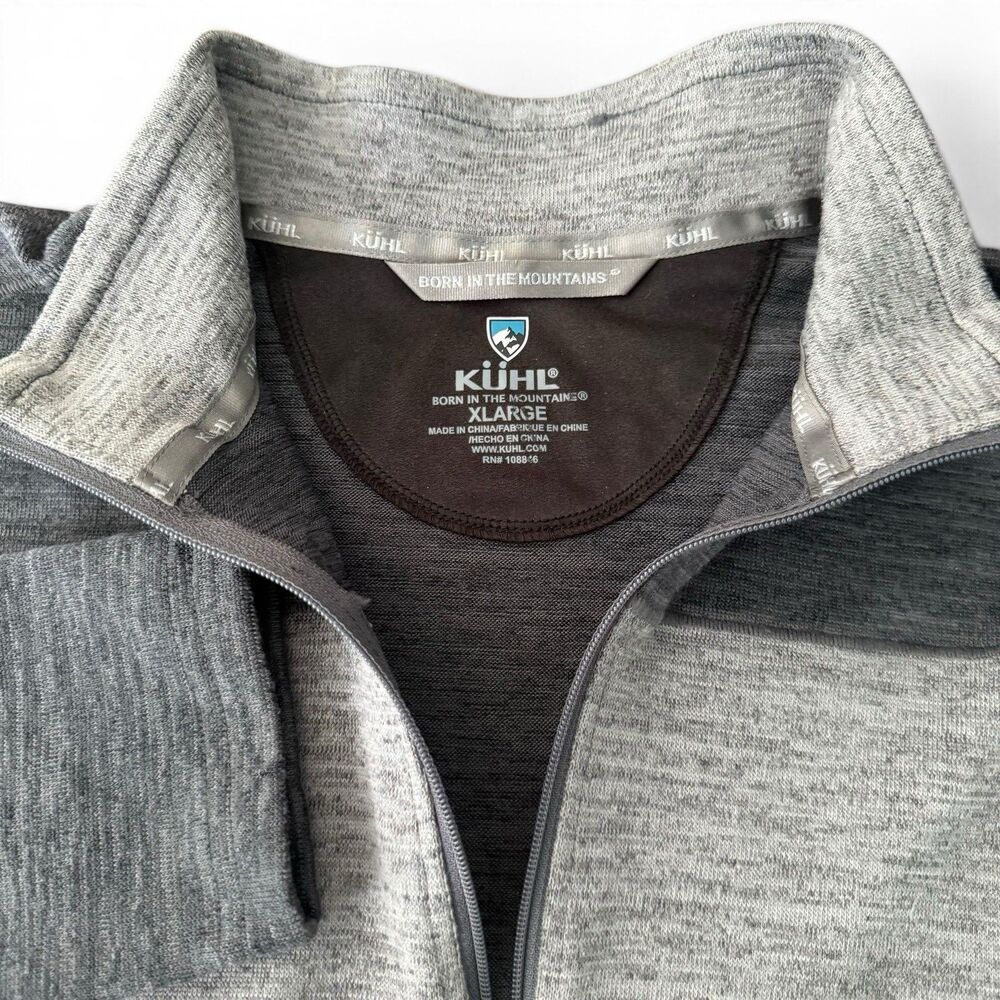 Kuhl 1/4 Zip Pullover Men XL Heather Gray Colorblock Mock Neck Outdoor Sweater - Picture 7 of 13